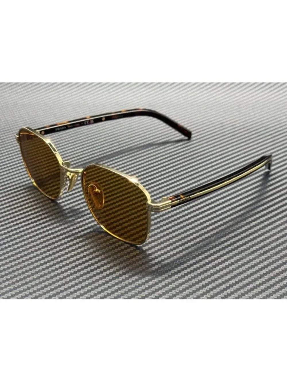 New PRADA Men Gold Sunglasses 53-20-145